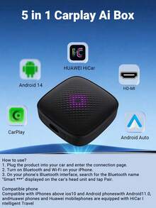 XUDA Nueva Caja AI CarPlay 5 en 1 con Salida HD, Android 14/CarPlay/Android Auto/HiCar, Soporta Cambio entre Cuatro Sistemas Operativos 4+32GB Ofrece Alto Rendimiento, Multifunción, Operación Estable y Fluida sin Interrupciones, y Aplicaciones Integradas - A - Ver 10