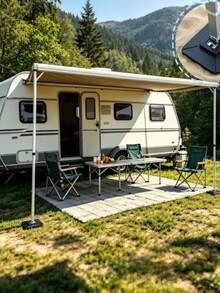 1/2 buah Bantalan Penyangga Tenda RV, Alas Stabil untuk Tanah Lunak, Kerikil, Rumput, dan Pasir, Bantalan Anti-Luntur, Aksesori Kendaraan RV dan Camping, Hadiah Kejutan untuk Penggemar Perjalanan RV - Hitam - View 4