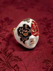 1PC Fashion Chinese Opera Mask Design Adjustable Ring, Suitable For Daily Wear And Gifting - Opera Mask Ring - View 4