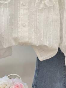 M.Dian xi Girls' Long Sleeve Lace Ruffle Floral Blouse, Spring/Autumn - White - View 5