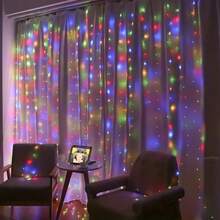 Luces de Cortina LED, 8 Modos de Iluminación, Con Control Remoto (Baterías No Incluidas). Luces de Decoración de Pared para Hogar, Dormitorio, Sala de Estar, Escenario - Alimentadas por USB, Decoración de Fondo para Fiesta de Cumpleaños, Apertura Escolar, Propuesta, Boda, Celebración, Luces de Hada, Decoración de Iluminación para Día de San Valentín, Halloween, Navidad, Luces de Hada de Cuento de Hadas, Luces de Cortina LED - Luces de cortina alimentadas por USB - Ver 28