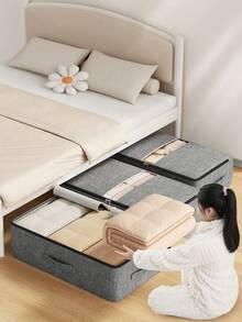Foldable Underbed Storage Bag, Large Capacity Gray Transparent Storage Bag, Foldable Toy Storage Bag, Moving Packing Bag, Underbed Clutter Storage Bag, Home Storage Box, Bathroom Dirty Laundry Storage Basket, Transparent Home Clothing Sorting Bag,Bedroom Room Decor,Back To School - Multicolor - View 1