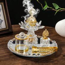 Juego de Quemador de Aromaterapia de Loto de Cristal de Diamante de Lujo - Hecho de Cristal Transparente Natural, Incrustado con Decoración Exquisita Chapada en Oro, con Vidrio Resistente al Calor Incorporado. Este Nuevo Modelo de Quemador de Aromaterapia 2026 Se Puede Usar con Velas. Múltiples Juegos Disponibles - Unitalla - Ver 1