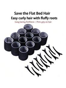 24 piezas de rulos grandes para el cabello con clips, rulos autoadherentes adecuados para cabello largo, medio, corto y flequillo, rulos DIY (incluye 12 rulos grandes + 12 clips), productos y accesorios para peinado, adecuados para uso en salón - Multicolor - Ver 5