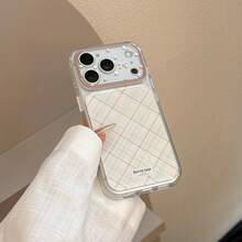 GUCADI Ins-Style Niche Girly Diamond Pattern Polka Dot Bow Phone Case, Kompatibel Dengan 17 Pro, Versi Transparan Kompatibel Dengan 16, Versi Full Coverage Kompatibel Dengan 14, Cocok Untuk 15 Dan 17, Korean Plaid, Girly, Pola Geometris, Minimalis Segar, Gaya Color Block, Niche, Gaya Soft Girl, Ins-Style - hijau - View 5