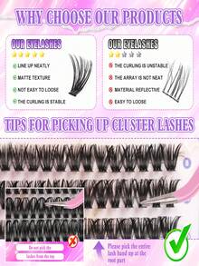 200PCS D Curl Cluster Lashes, 30D 40D 80D 100D Mixed Volume DIY Individual Lash Extensions, 9-16mm Wispy Fluffy False Eyelashes, Segmented Lash Clusters, Manga Doll Eye Style, Lightweight Lashes For Daily Makeup, Date, Party, Festival - View 4