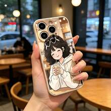 手机壳:适配 iPhone17 16 15 14 13 12 11 proPro Max系列 キュートなカフェ風イラスト メンズレディース高級感 - ブラック - チェックする 3