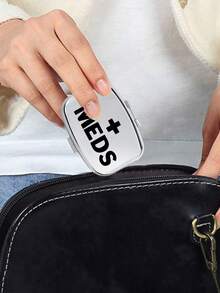 Square Pill Box, Printed With Capsule, Tablet, Letter, Pill Bottle Patterns, Portable Medication Storage Compartment, Mini Metal Storage Box, Portable Jewelry And Pill Box, Travel Pill Box, Large Capacity Compartment, Weekly Medication Organizer, Suitable For Daily Medication And Vitamins, Essential For Doctors And Nurses, Emergency Needs, Travel, Hiking Emergency Rescue, Personalized Creative Gift With Cartoon Logo, Only Empty Box - Multicolor - View 3