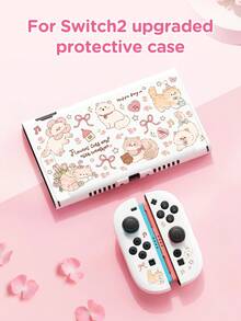 New Switch2 (2025) Game Console Accessories, 1pc Cartoon Cute Cat & Flower Pattern Protective Case, Compatible With Switch2, Switch NS/Switch OLED/Lite, Switch Game Console Accessories, Storage Bag, Switch Protective Case, Romantic Gift For Switch Players - Multicolor - View 1
