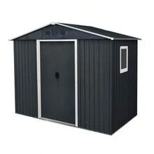 8ft X 4ft Outdoor Metal Storage Shed With Window And Metal Foundation For Backyard, Patio, Lawn Black And White - Black White + Window1 - View 6