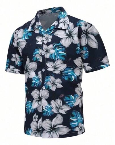 Camisa Hawaiana Blanca Para Hombre Manga Corta Con Estampado Tropical Floral Camisa De Playa Fresca Para Alberca Vacaciones