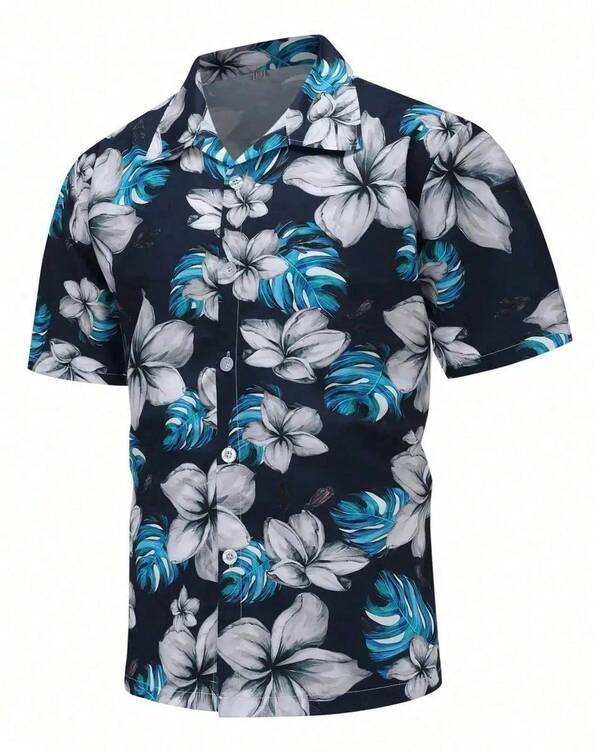 Camisa Hawaiana Blanca Para Hombre Manga Corta Con Estampado Tropical Floral Camisa De Playa Fresca Para Alberca Vacaciones