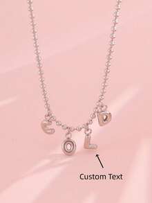 1 pieza de collar con colgante de gota de agua metálico de acero inoxidable, estilo retro minimalista de alta gama. - Cadena de cuentas de plata - Ver 12