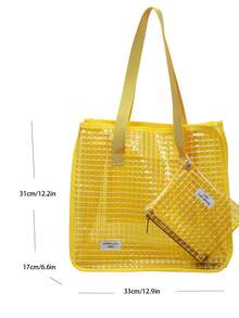 Minimalist Large Capacity Transparent Beach Bag Shoulder Bag Tote Bag Handbag For Women - Yellow - View 4