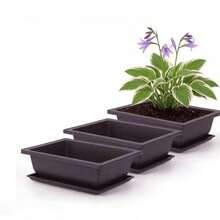Square And Rectangular Imitation Purple Clay Planters, Bonsai Pots, Small Potted Plant Plastic Containers, Succulent Plant Pots - A - View 2