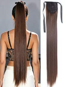 18-34 Inch Straight Black Synthetic Hair Ponytail Extensions, For Women - Multicolor - View 23