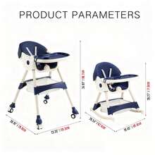 Foldable Baby High Chair, Adjustable Height, With Removable PU Cushion And Tray | Suitable For Babies And Toddlers - Royal Blue - View 6