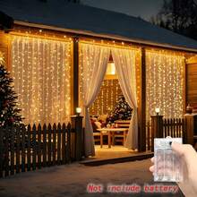 1pc 3M/6M Battery Powered Bedroom Room Background Decor String Lights, Wedding Birthday Party Decoration, Holiday Celebration Party Decoration - Battery Box Curtain Light - View 2