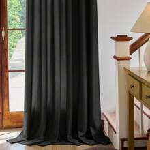 Plain Velvet Curtain With 8 Buttons (1 Piece), Soft And High Quality Fabric, Enhances The Style Of Your Home, Perfect To Complement Any Modern Decor Style. - Black - View 2