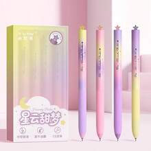 Soft Grip Gradient Colorful Rotating Core Neutral Pen, Lucky Clover / Heart / Nebula Sweet Dream 3 Cute Designs, CS Double Ball Tip, Quick-Dry Ink, Large Capacity Refill, Student Exam Office Daily Writing Gift Stationery, 4-Piece Set - Sets - View 1