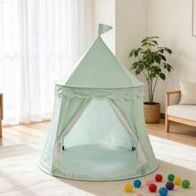 Tienda de campaña estilo yurta mongola de tela de piel de durazno verde para niños, tienda de juego de base secreta para niños, con bolsa de almacenamiento, fácil de instalar y guardar, portátil, adecuada para juegos interactivos en interiores y exteriores, camping en el parque, tienda de juego de espacio de imaginación para niños y niñas, mejor regalo de cumpleaños y vacaciones - verde menta - Ver 1