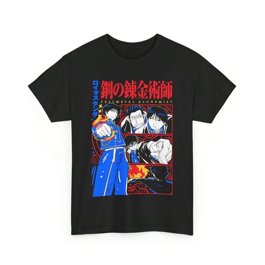 Camiseta negra de Roy Mustang de Fullmetal Alchemist de anime - Negro - Ver 1