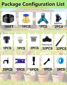 Drip Irrigation System - 360° Adjustable Micro Sprinkler Kit, Easy Tool-Free Installation, Fine Mist Spray For Potted Garden Plants, Greenhouse - 50米+32個噴霧噴嘴 - 查看 2