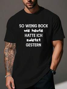 Men's Plus Size Humorous T-Shirt With A Funny German Twist - Black - View 1