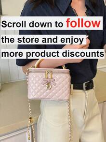New Hand-Held Box Bag, Minimalist Style Shoulder Crossbody Bag - Pink - View 2