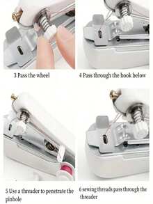 Handheld Mini Sewing Machine, Portable Quick Sewing Tool, Suitable For Clothes And Curtain Repair, For Beginners, Travel, Home, Dorm, DIY Sewing Tool - White - View 4