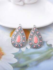 10 peças de pingentes vintage em forma de gota de água com strass, prata envelhecida, amuletos boémios - gotas de água - Ver 5