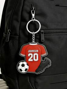 Customized Name & Number Soccer Jersey Acrylic Keychain, Personalized Football Team Key Ring, Customizable Soccer Player Keychain, Sports Team Gift - Multicolor - View 4