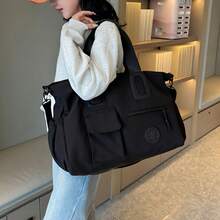 Bolso de viaje de gran capacidad, bolso de mano ligero con correa para el hombro, bolso de fitness, bolso portátil para laptop, equipaje de mano para viajes cortos - Negro - Ver 2