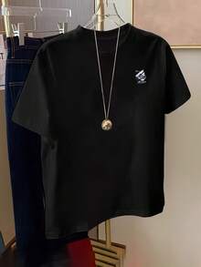 Camiseta de Manga Corta para Hombre, Nueva Colección Verano 2026, Estampado Moderno, Cuello Redondo, 100% Algodón, Versátil - Gris - Ver 11