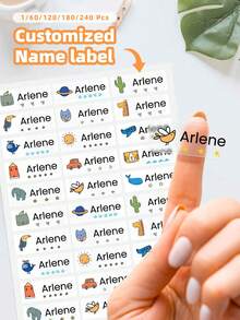 1/60/120/180/240pcs Customizable Name Label Stickers, Waterproof Oil-Proof Transparent Vinyl Decals, Holographic Labels For Home Organization, Office Classification, Luggage Identification, Sports Equipment Marking - Multicolor - View 1