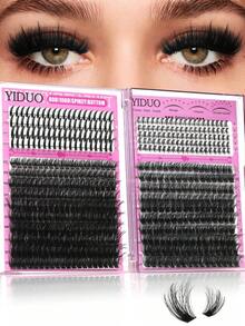 YIDUO 980片 6款混色簇狀接睫毛套組，80D-300D 尖底濃密 D捲睫毛 5-20mm，含 2 瓶膠水與封口液、卸除液、鑷子與刷子，家用 DIY 全套組 - 彩色 - 查看 15
