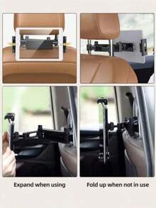 1件裝黑色升級版汽車頭枕平板/手機支架,360°旋轉可伸縮 - A - 查看 11