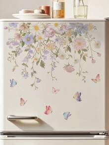 mama look 1pc Flower & Butterfly Wall Sticker, Wildflower Grass & Butterfly, PVC Self-Adhesive Removable, Suitable For Bedroom, Living Room, Study, Dining Room, Bathroom, Home Wall Decor, Room Decoration - Multiple Styles - View 6