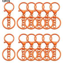 12 piezas Ganchos de langosta de aleación con resorte, llaveros de metal multifunción con cadena y anillos de llave planos, adecuados para manualidades DIY de llaveros, decoración de colgantes para mochilas, carteras, bolsos, regalos festivos (10 colores disponibles) - cierre de mosquetón de cadena - Ver 11