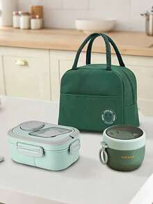 Portable Lunch Set, Large Capacity Lunch Bag Set, Foldable Aluminum Foil Tote Bag, Lunch Box, Breakfast Cup, Suitable For Travel, Work, School, Outdoor, Picnic, Student Supplies, Bento Box, Lunch Bag - Multicolor - View 9