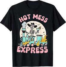 Unisex T-Shirt, Hot Mess Express Mental Health T-Shirt, Women's Blouses, Women's T-Shirts, Blouse, T-Shirts - 黑色 - 查看 1