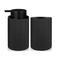 Badezimmer Schaumseifenspender, Handseife und Spülmittel Aufbewahrungsbehälter, Landhausdekor, Schaumseifenspender, Zahnbürstenhalter - Schwarzes Pumps-Set - Übersicht 7