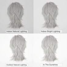 Anime Game Cosplay Grey Synthetic Wig Short Straight Men Fluffy Heat Resistant Wig For Daily Party - Light Grey - View 8