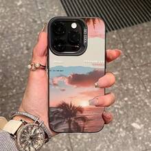Sea Sunset Case For Apple 16Pro,  15Pro Scenic Protective Cover, 14 Aesthetic 17 - 彩銀殼-白色-海上日落 - 查看 2