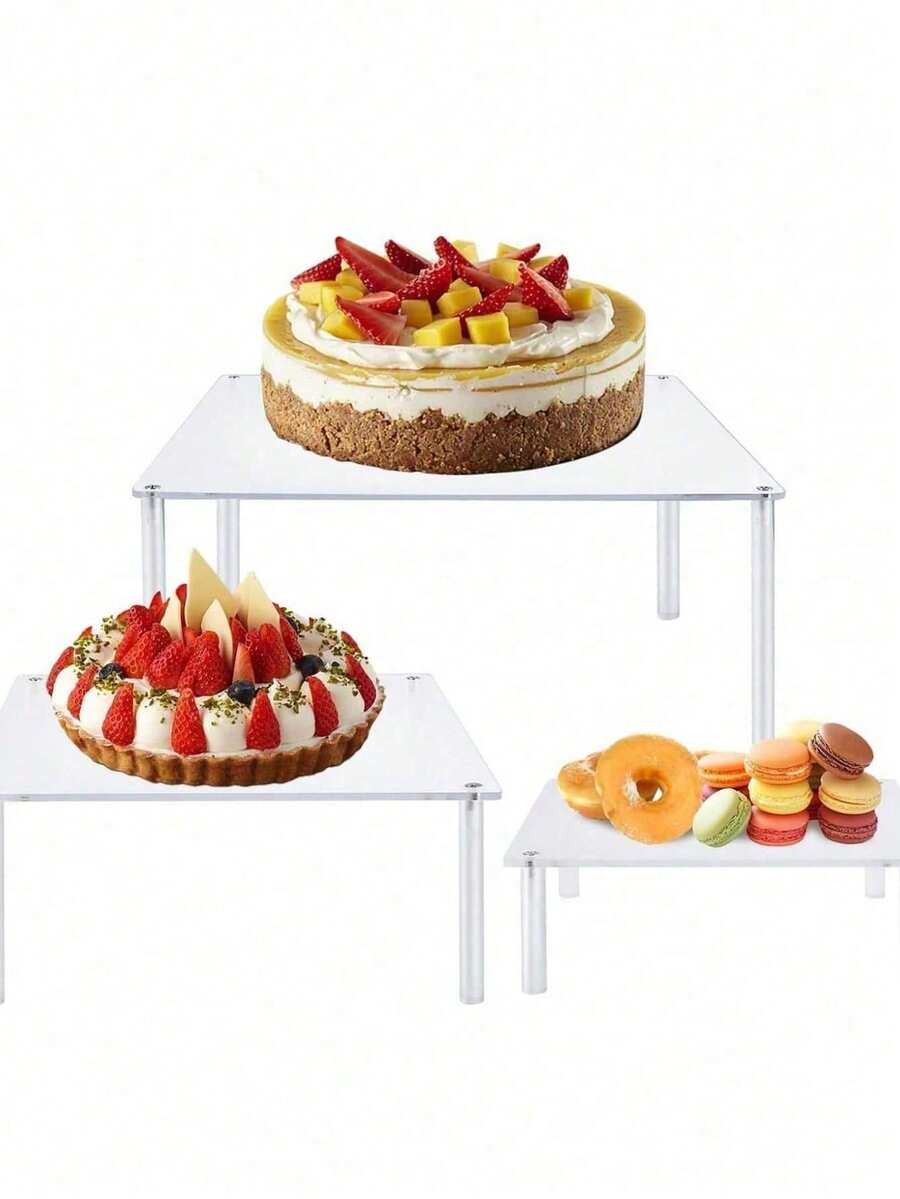 Transparent Square Acrylic Cake Stand, Wedding, Party, Dessert Display Rack - Multicolor - View 1