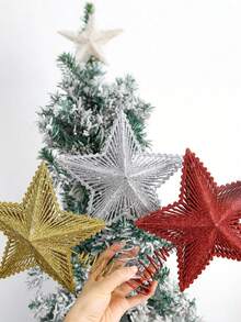Christmas Tree Top Star, Glittery 3D Five-Pointed Star Christmas Hanging Ornament, Holiday Atmosphere Decor, Christmas Party Decoration Prop, Photography Backdrop Prop, Scene And Home Decor, Suitable For Christmas Tabletop, Fireplace Decoration - View 3