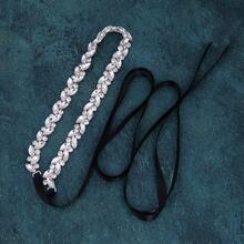 1PC Women's Rhinestone Wedding Dress Bridal Belt Waist Chain Wedding Accessories Suitable For Wedding Events - Black Ribbon - View 10
