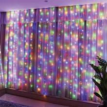USB Powered LED Curtain String Lights, 8 Flashing Modes Simulating Starry Sky, With Remote Control (Remote Control Not Included). Romantic Fairy Garland String Lights, Home Bedroom Window Background Wall Stage Decoration, Valentine's Day Halloween Christmas Holiday Lighting Atmosphere Hanging String Lights - USB Plug Curtain Light - View 21