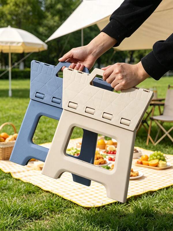 5/1 pièce Tabouret pliant élégant, tabouret d'escalier en plastique portable avec poignée pour adultes, tabouret de camping léger, parfait pour le pique-nique en plein air, le camping, la pêche, le jardinage, l'équipement de cuisine, parfait pour le salon, la salle de bain, les essentiels de pique-nique en plein air