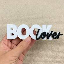 Decoración de libro de 5 pulgadas, accesorio de estantería minimalista moderno, escultura de letra de plástico 3D, adecuado para escritorio de oficina en casa, regalo lindo para amantes de los libros, adecuado para ratones de biblioteca, bibliotecarios, maestros (Negro/Rosa/Rojo), hogar estético - A - Ver 9